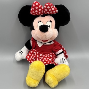 Vintage Disney Polka Dot Dress Minnie Mouse Plush 15” Stuffed Doll READ DETAILS image 1