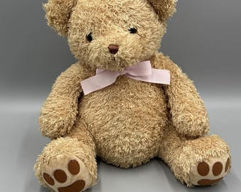 Vintage Carter’s Prestige Teddy Bear Pink Bow Plush 13” Stuffed Animal