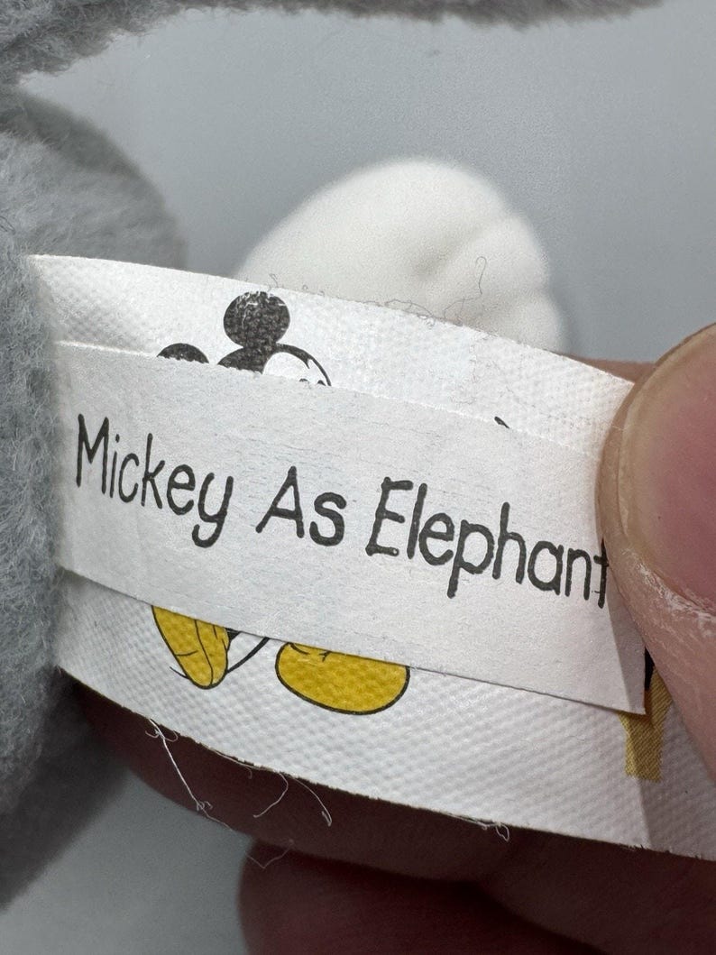 Disney Parks World Mickey Mouse As Elephant Plush Doll 8” Stuffed Beanbag Toy image 10