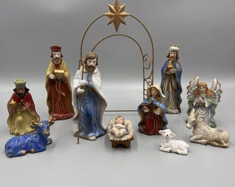 Juego de Natividad de porcelana esmaltada de 12 piezas vintage de JC Penney Home Collection