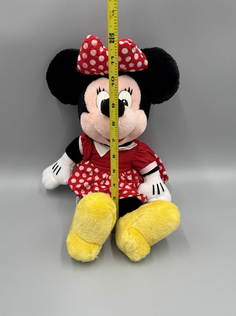 Vintage Disney Polka Dot Dress Minnie Mouse Plush 15” Stuffed Doll READ DETAILS image 3