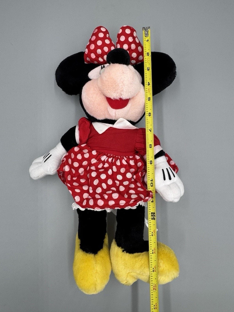 Vintage Disney Polka Dot Dress Minnie Mouse Plush 15” Stuffed Doll READ DETAILS image 5