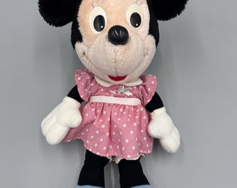 Vintage Disney Playskool Minnie Mouse Doll Plush 14” Stuffed Animal No Tag READ
