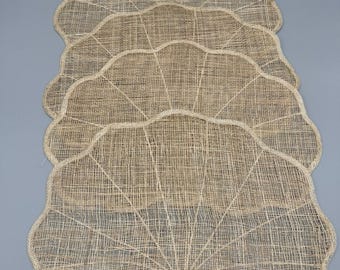 Scalloped Seashell Placemats Coastal Boho Beach Set Of 4 Lightweight