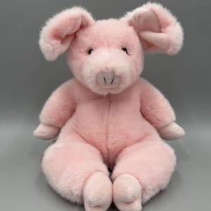 Vintage A&A Plush Pink PIG 12” Sitting Stuffed Animal RARE