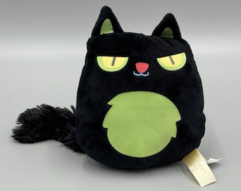 Black Cat Plush Neon Green Belly 7” Stuffed Animal MTY International
