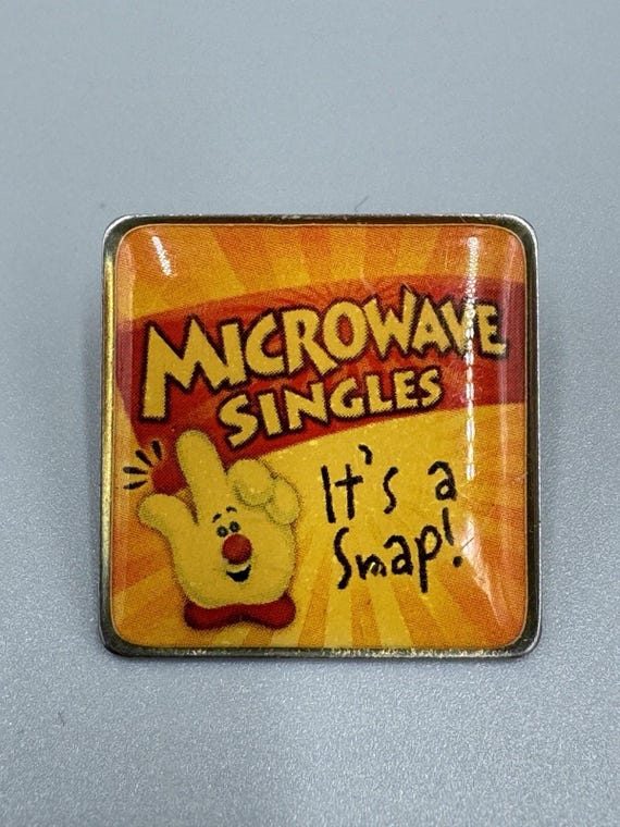 Vintage Microwave Singles It’s A Snap Square Shaped Lapel Pin