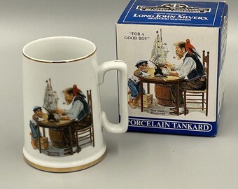 VTG Long John Silvers Norman Rockwell For A Good Boy Porcelain Tankard