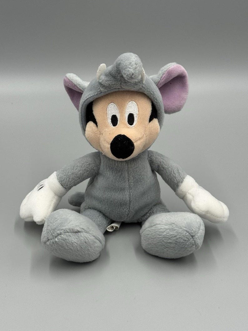 Disney Parks World Mickey Mouse As Elephant Plush Doll 8” Stuffed Beanbag Toy image 1