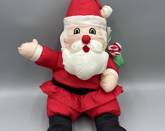 Muñeco de peluche vintage de Papá Noel de nailon de Paracutes International Silver Co., 33 cm (13 pulgadas)