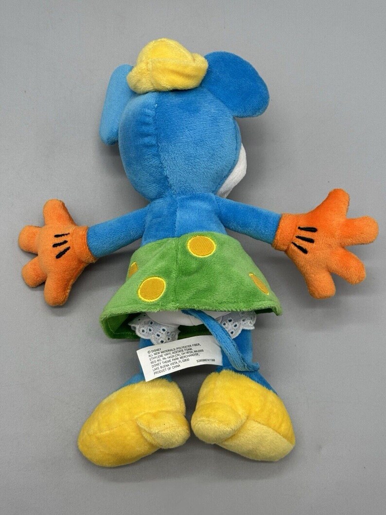 Disney Minnie Mouse Plush 9” Blue Orange Green Disneyland World Stuffed Animal image 3