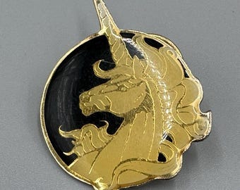 Vintage Unicorn Circular Enamel Pin Lapel Pin