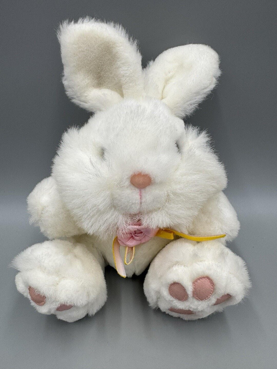 White Rabbit Bunny Plush 8.5” Stuffed Animal Fluffy Vintage - Etsy