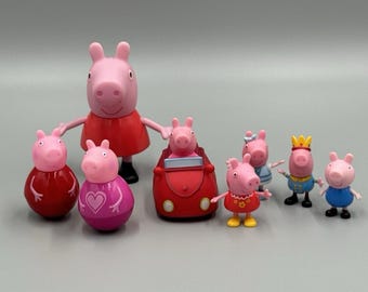 Peppa Pig Figures Lot of 7 Assorted Sizes Brands Includes Car