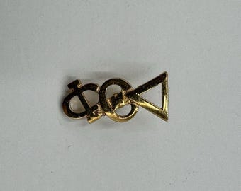 Vintage Delta Theta Phi Gold Colored Lapel Pin Fraternity Sorority Pledge Greek