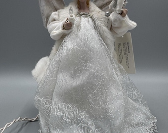 Vintage Light Up Angel Tree Topper White