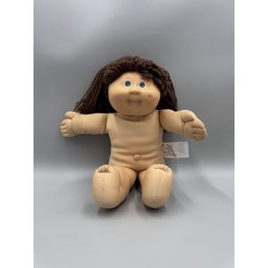 Vintage Coleco Cabbage Patch Kids Puppe, braune Augen, Haare, Grübchen. BITTE BESCHREIBUNG LESEN