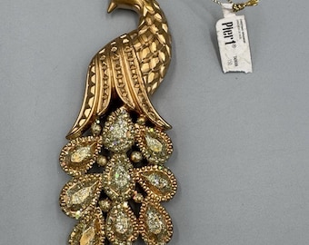 Vintage Pier 1 One Peacock Glitter Sparkly Christmas Ornament 5 Inch