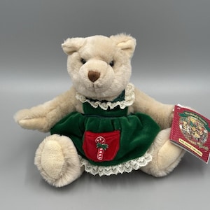 Commonwealth Bialosky Treasury Teddy Bear 10” Jointed Green Christmas Dress