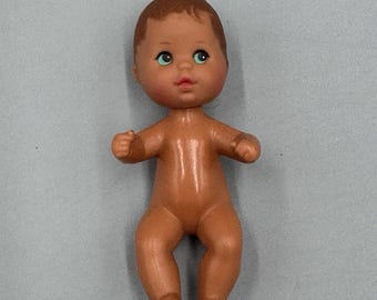 Vintage 1973 Barbie Baby Krissy Doll Teal Blue Eyes Small 2.75” Mattel