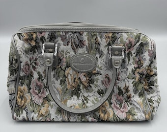 Vintage American Flyer Handgepäcktasche mit Blumenmuster