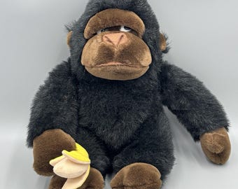 Gorilla aap zittend pluche aap met banaan 30 cm knuffeldier Midwestern Home