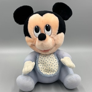 Vtg 1984 Hasbro Softies Baby Mickey Mouse Disney Blue Plush 11” Stuffed Doll image 1