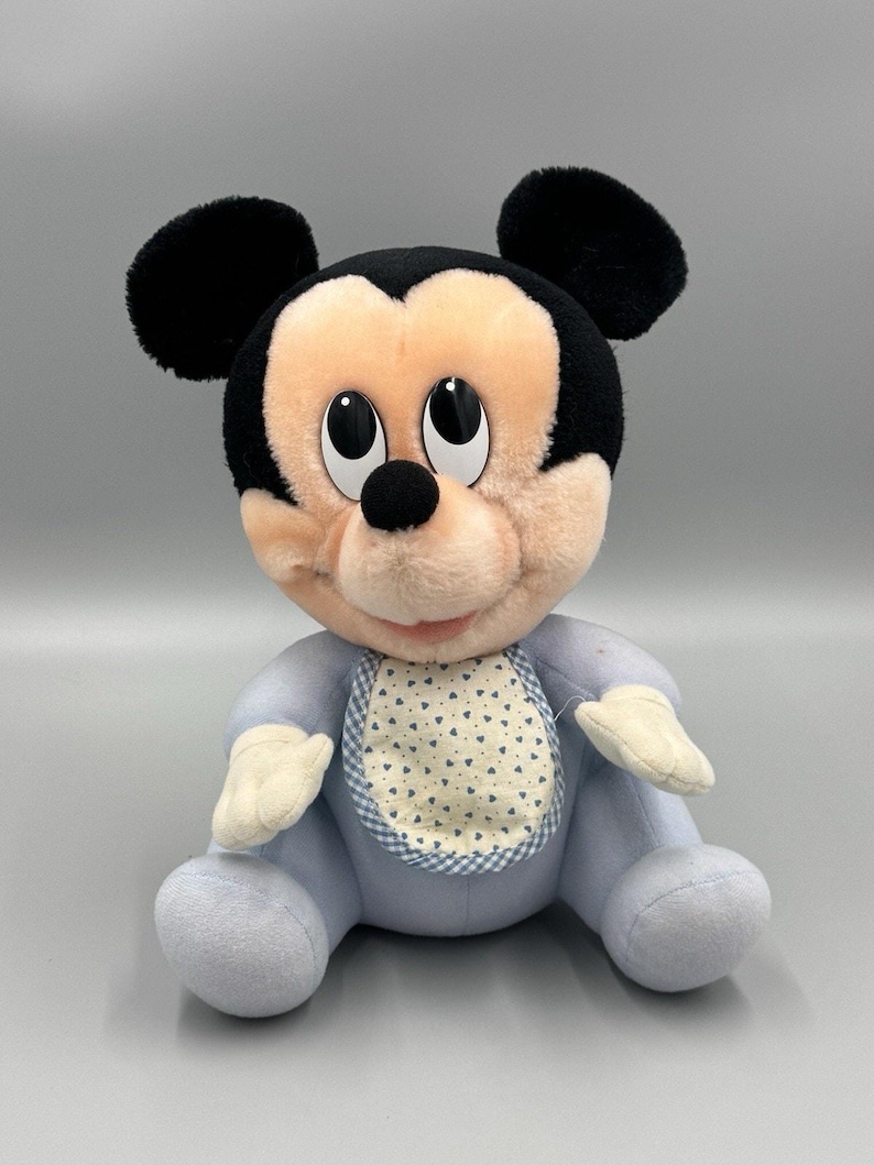 Vtg 1984 Hasbro Softies Baby Mickey Mouse Disney Blue Plush 11” Stuffed Doll image 1