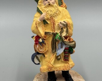 Vintage Old World Santa Classics Figurine In Yellow Raincoat Figurine 3.25 Inch