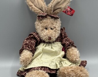 Russ Berrie Carrie Plush Bunny Rabbit In Dress & Posable Ears 16” Stuffed Animal