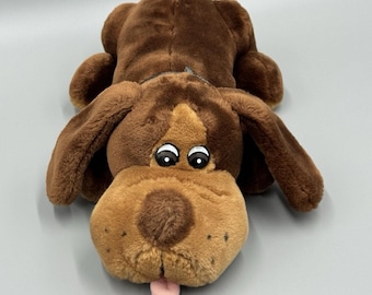 Vintage dierenspeelgoed uit 1985 geïmporteerde bruine puppy pluche 12" knuffelhond LEES DETAILS
