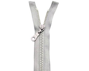 Zipper light gray, zipper zip, from 4 cm to 80 cm, divisible or indivisible, coarse high quality for jackets, skirts, bags