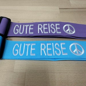 Personalisierter Koffergurt bestickt mit Text und Symbol, Gepäckgurt Kofferband individuell verstellbarmrobust und sicher Muttertagsgeschenk Bild 1