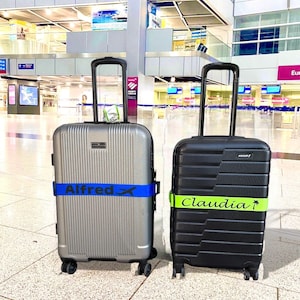 Personalisierter Kofferband Koffergurt bedruckter ICON Gepäckgurt Personalized luggage strap individuell verstellbar sicher, Geschenk, Gift Bild 1
