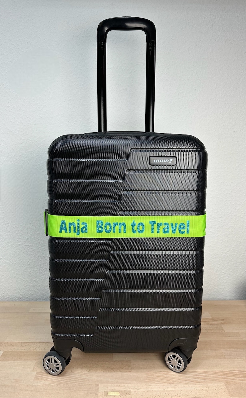 Personalisierter Kofferband, bestickter oder bedruckter Gepäckgurt, Personalized luggage strap, individuell verstellbar sicher, Geschenkidee Bild 5