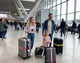 Personalisierter Kofferband bestickter oder bedruckter Gepäckgurt individuell verstellbar sicher Koffergurt mit Name