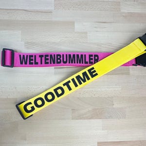Kofferriem met naam Gepersonaliseerde kofferriem Kofferriem bedrukte kofferriem Cadeau-idee Verjaardag Reizen Wereldreis Vakantie