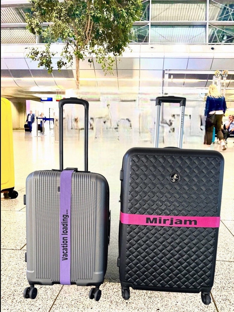 Personalisierter Kofferband Koffergurt bedruckter Gepäckgurt Personalized luggage strap individuell verstellbar sicher, Geschenkidee, Gift Bild 1