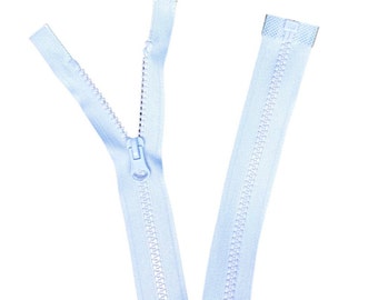 Reißverschluss / Hellblau Reißverschluss Zipper, von 4 cm bis 80 cm, unteilbar oder teilbar Grob,  Hochwertig für Jacken,Röcken ,Taschen