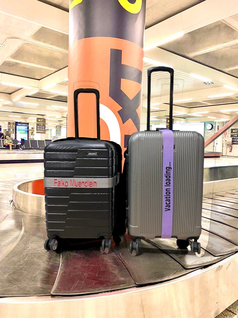 Personalisierter Kofferband, bestickter oder bedruckter Gepäckgurt, Personalized luggage strap, individuell verstellbar sicher, Geschenkidee Bild 1