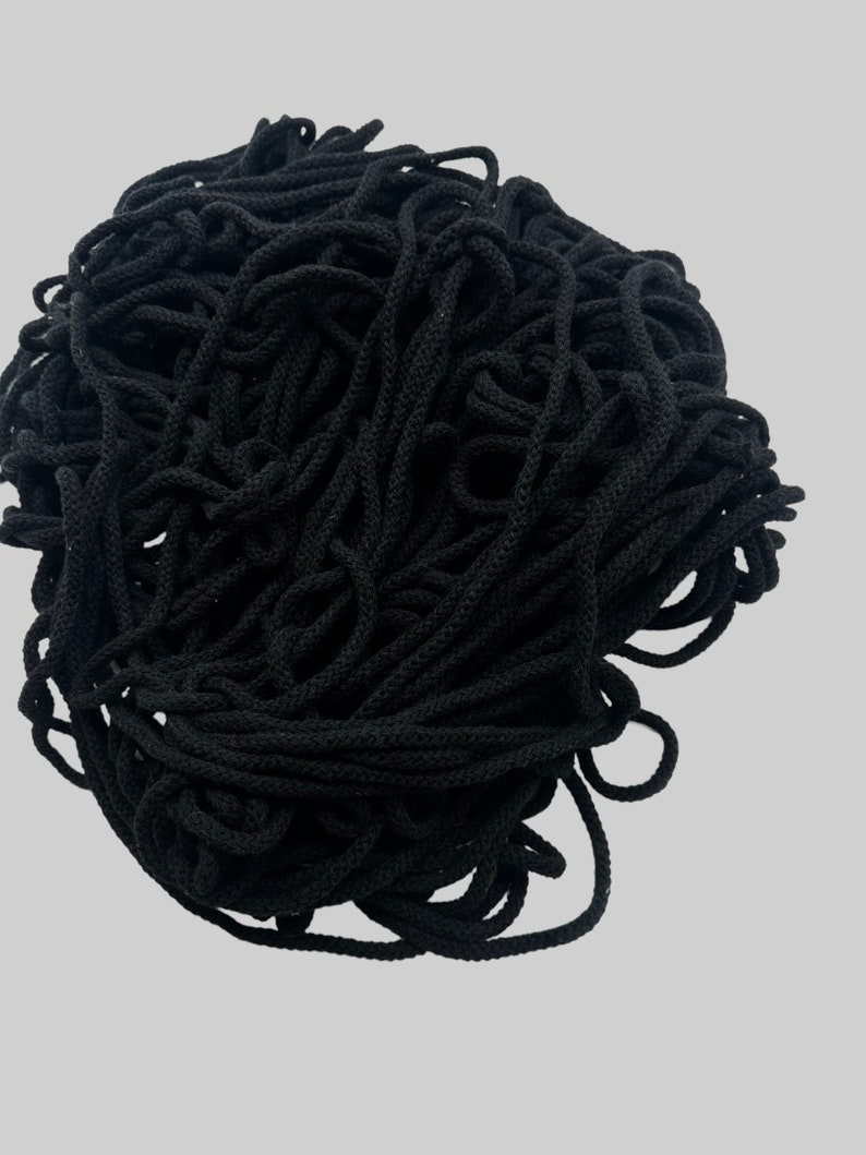 Cotton cord soft 5 mm, colour: black, natural material, non-chemical, organic 100% cotton, High quality, image 4