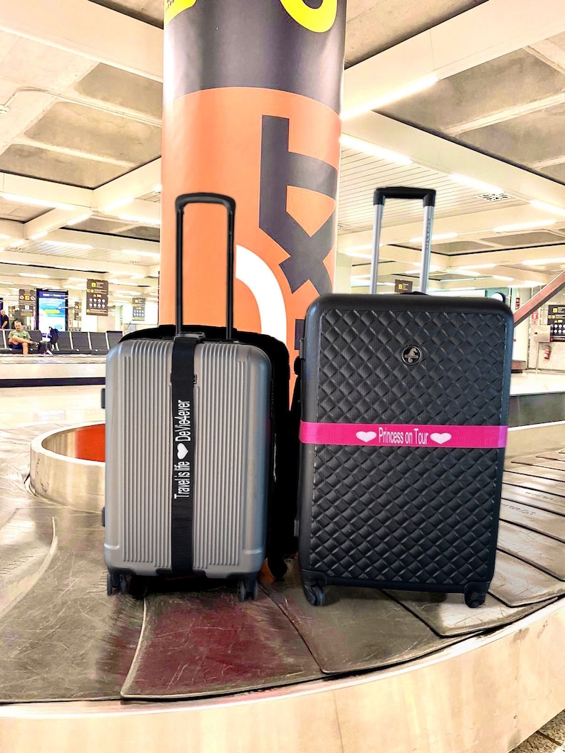Personalisierter Kofferband bestickter oder bedruckter Gepäckgurt Personalized luggage strapmit Zahlenschloss Sichereres verstellbar Bild 3