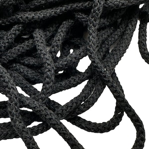 Cotton cord soft 5 mm, colour: black, natural material, non-chemical, organic 100% cotton, High quality, image 1