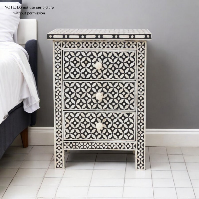 Bone Inlay Bedside Table with Antique Finish,
Handcrafted Bone Inlay Bedside Nightstand,
Bone Inlay Nightstand with Storage Drawer,
Bone Inlay Bedside Table for Chic Decor,
Designer Bone Inlay Nightstand