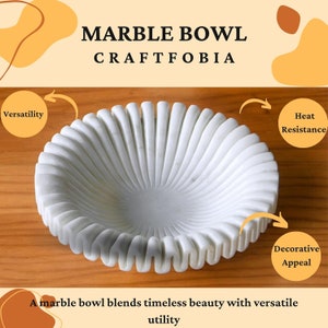 HandCrafted Marble Ruffle Bowl Antique Scallop Bowl ruffled marble bowl Decorative Flower Bowl Wedding Gift Urli unique bowl