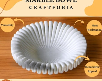 手作り大理石フルーツボウル：花の象嵌アート装飾（12インチ） - Etsy 日本