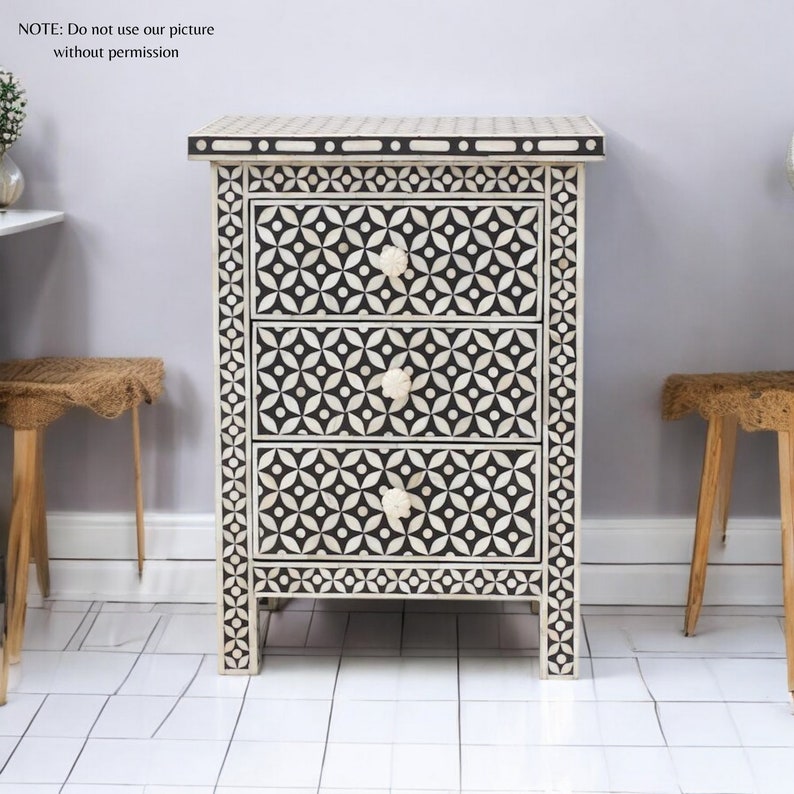 Bone Inlay Bedside Table with Unique Patterns,
Elegant Bone Inlay Bedside Furniture,
Bone Inlay, Nightstand for Modern Homes
Artistic Bone Inlay Bedside Table,
Bone Inlay Nightstand with Carved Details