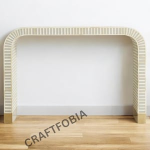 Handmade Bone Inlay Console Table – Modern Pattern Wooden Desk, Entryway Console, Study Table
