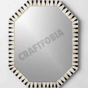 Bone Inlay Mirrors Octagon and Round  – Handcrafted Wall Decor for Home – Boho & Modern Inlay Mirror Art