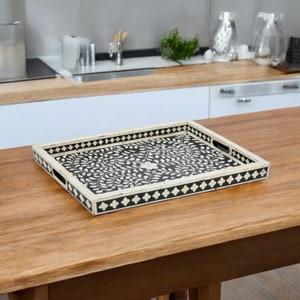 Bone Inlay Serving Tray Home Kitchen Dining Table Decor wood Floral Small Medium large Platter Geometric Handicraft Handmade Decorative Item